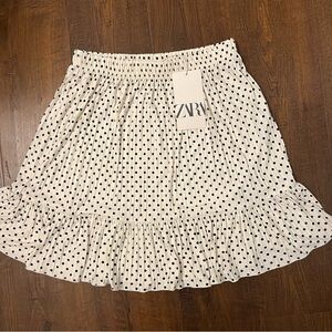 Zara Polkadot Mini Skirt - Black & White Polkadot - Small - NWT